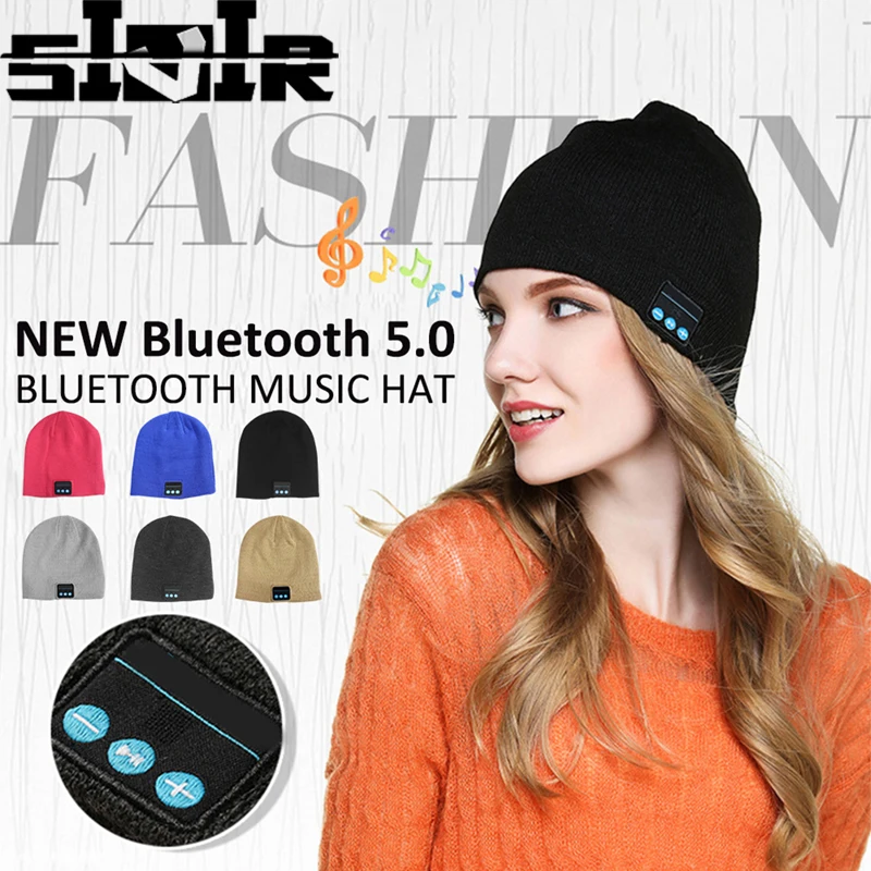 Беспроводная Bluetooth гарнитура головной убор вязаная шапка наушники музыкальная