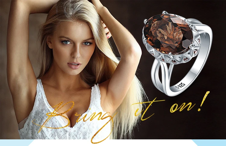 JewelryPalace 5.7ct Овальный Форма создан дымчатый кварц Solitaire коктейльное кольцо 925 пробы серебро Чай Хрустальный Цветок обручальное кольцо