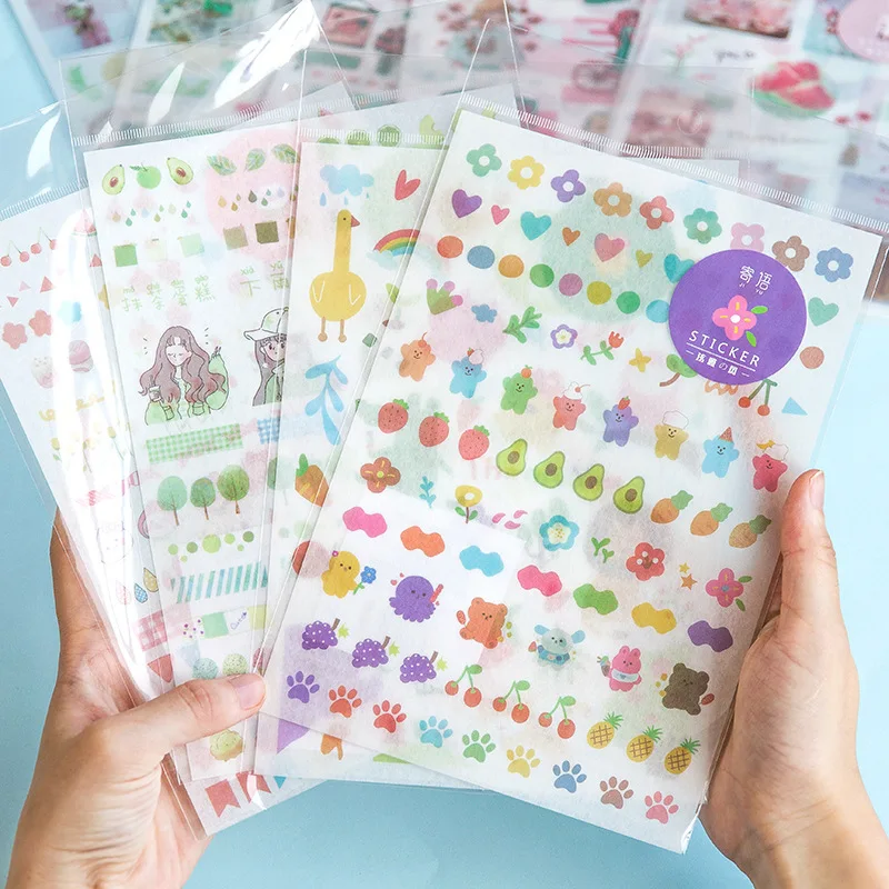 1 лист милые канцелярские наклейки животные бумажные для детей