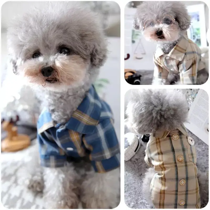 

Fashion Pet Shirt Dogs Thin Clothes Pocket Plaid T-shirt Small Pet Cat/Dog Vest Puppy Pets Clothing for Teddy Bichon Chihuahua