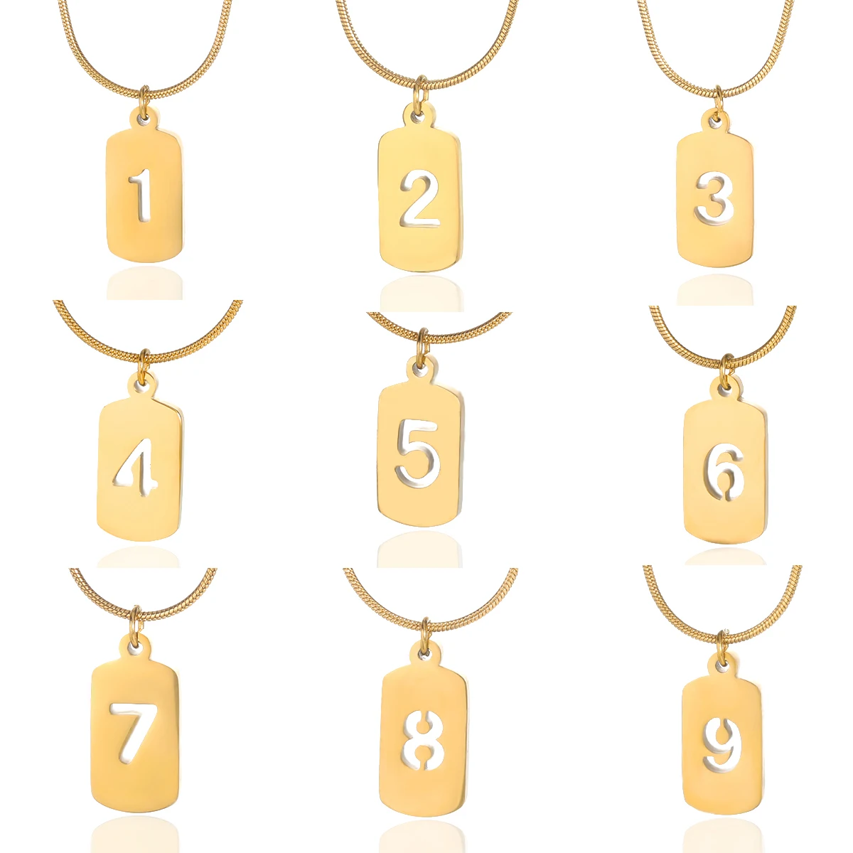 

Lucky Number Necklaces For Women Gold Hollow Square 1-9 Number Pendant Necklace Fashion Snake Chain Jewelry Memorial Day Gifts