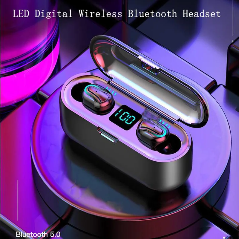 Wireless Bluetooth Headset 5.0 In-ear Intelligent Noise Reduction Waterproof Long Life LED Power Display Multi-function Charging