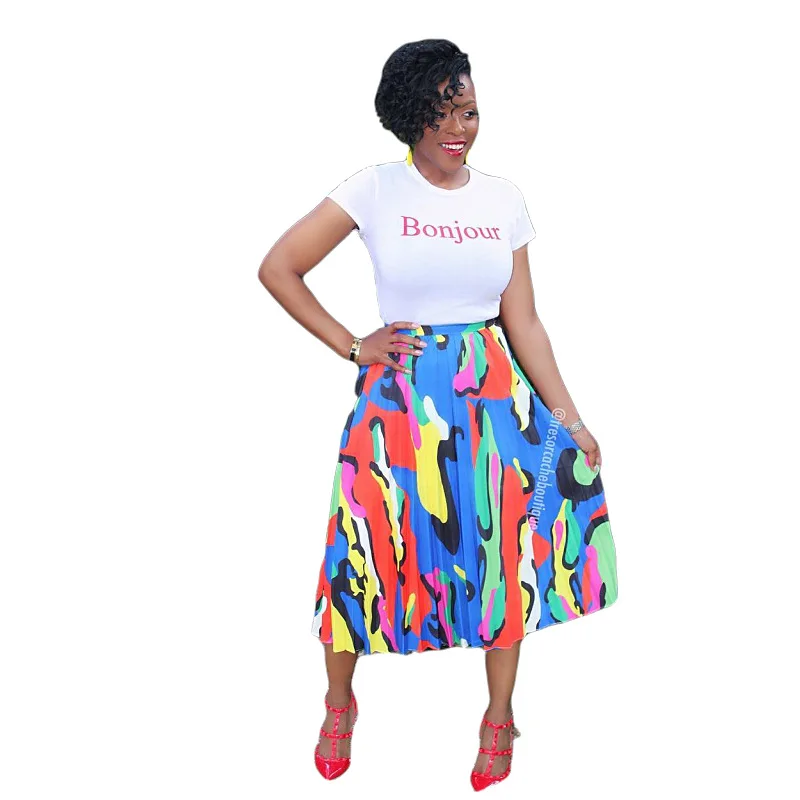 Dashiki African women wear sexy fashion pleated skirts casual print | Тематическая одежда и униформа