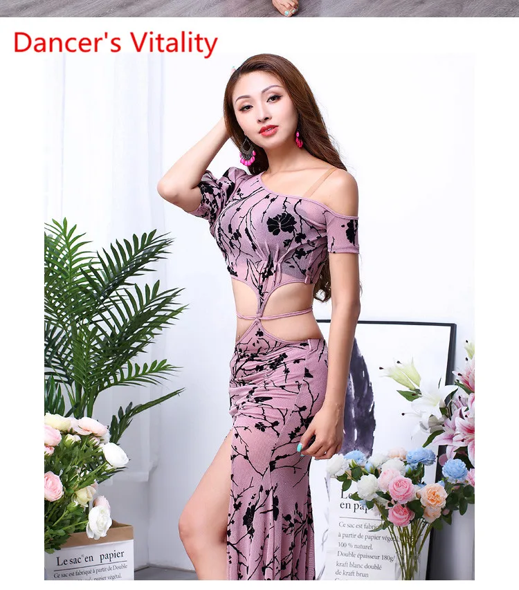 Женский танец живота CLothing Dress Женский Новое сексуальное восточное танцевальное платье Печатное платье-исполнитель Костюмы для девочек M, L