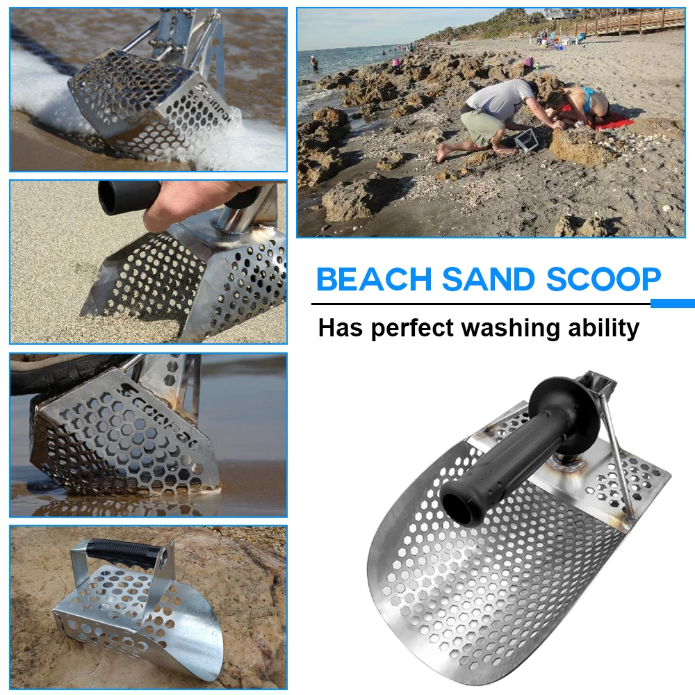 Beach Sand Scoop with Handle Metal Detecting Tool Stainless Steel Detector Fast Sifting | Инструменты