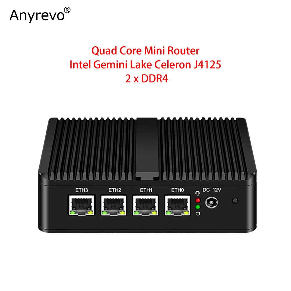 

Мини-роутер Intel Celeron J4125, четырехъядерный, 2 X DDR4 4 intel NICs для pfSense OPNsense VyOS ROS VPN брандмауэра