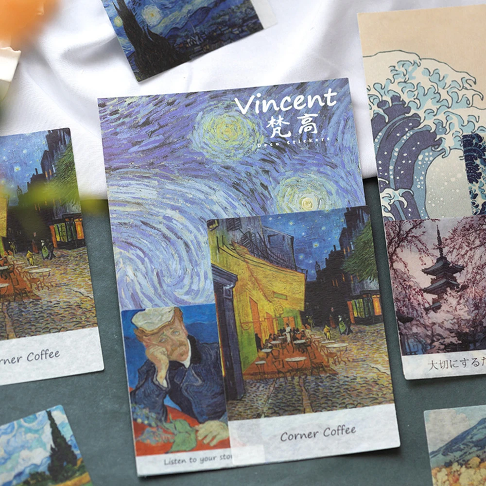 40 Pcs Decorative Washi Stickers World Famous Painting Series Van Gogh Scrapbooking Stick Label Diary Stationery Album | Канцтовары для