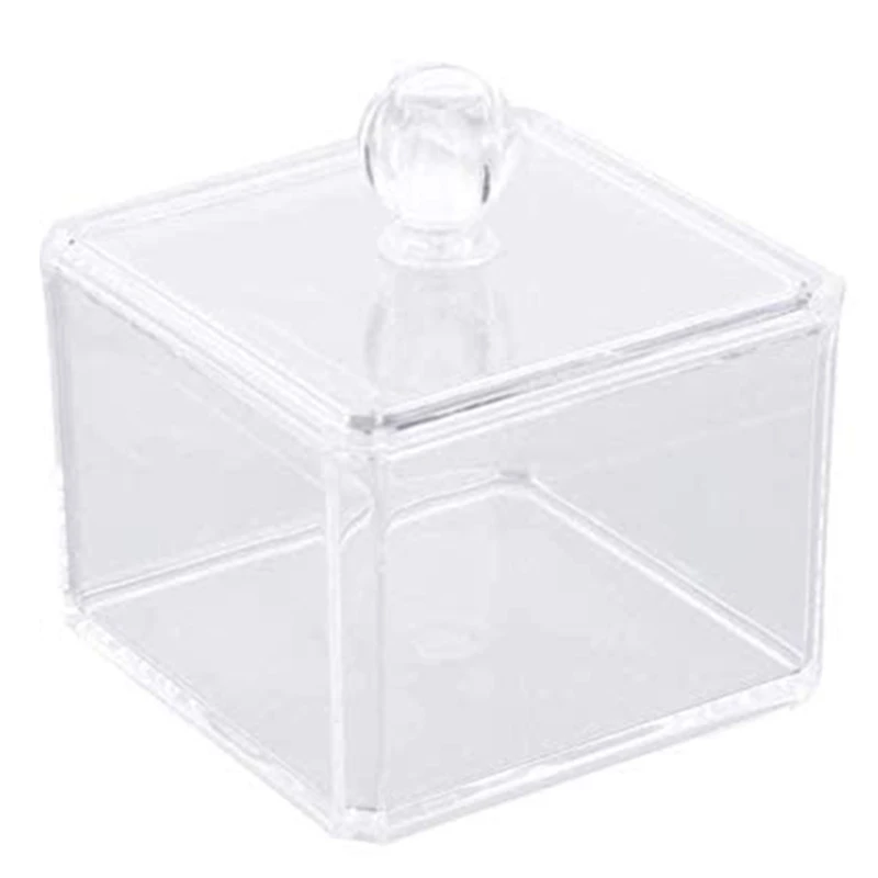 

Plastic Cotton Swab Dispenser Cotton Ball Holder, Square Jar Set Storage for Cotton Swabs, Cosmetics, Jewelry, Snack