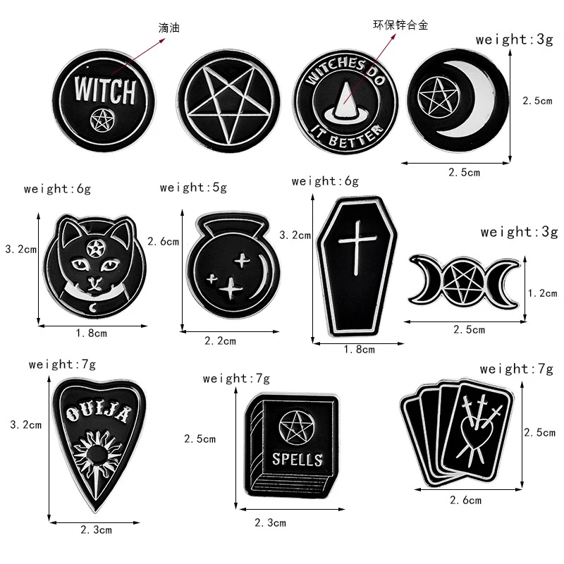 

Happy Halloween Witch Black Punk Coffins Animal Head pins Hard enamel pin Badges Brooches Halloween Spooky Dead Animal Jewelry