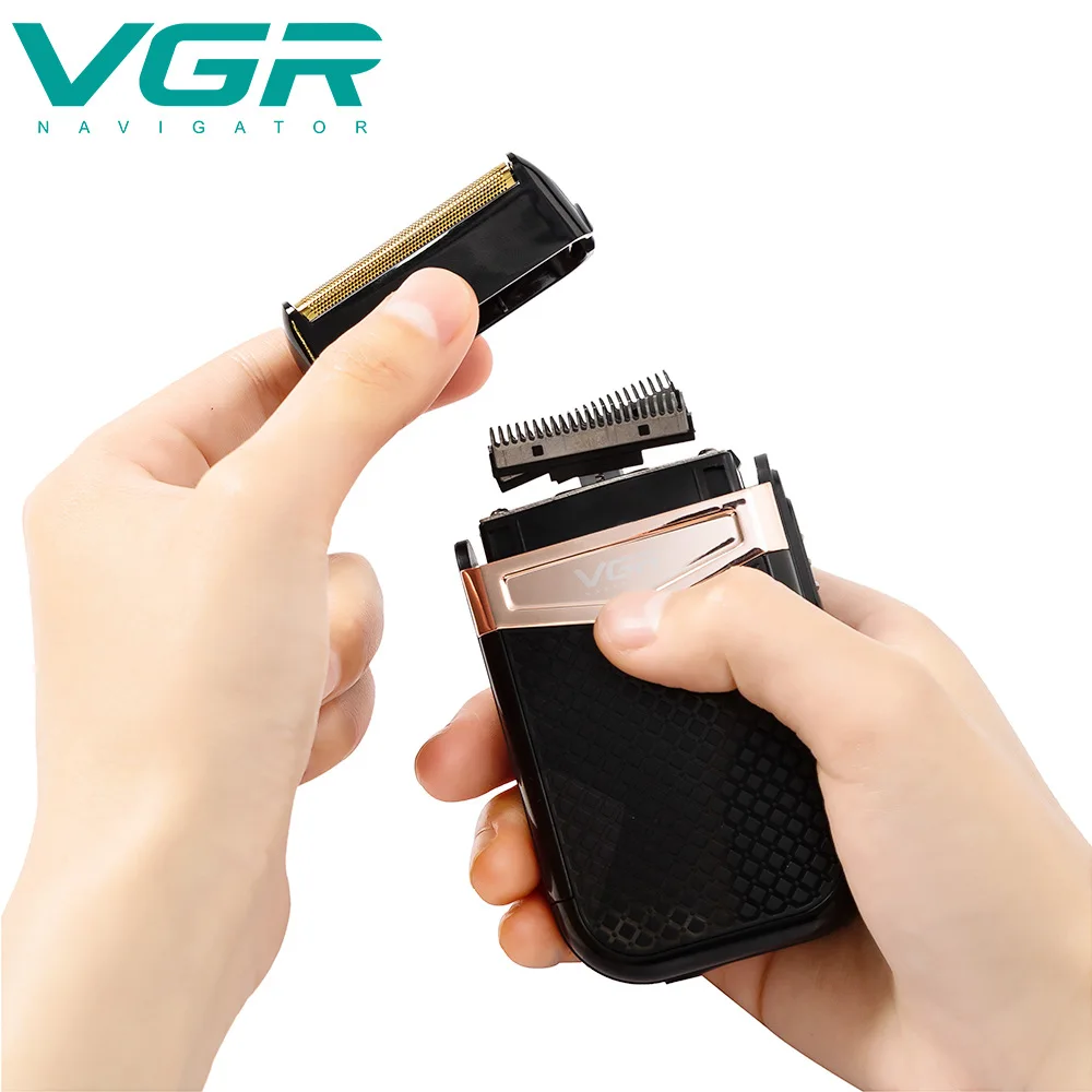 

VGR Razor for Face Razor Electric Reciprocating Shaver Body Wash Mini Version Portable Leather Case Shaver for Menone Blade V331