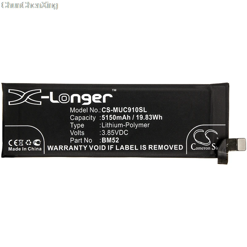 Аккумулятор Cameron Sino BM52 на 5150 мА · ч для Xiaom CC9 Pro M1910F4E M1910F4G Mi CC9e Note 10 Pro|Аккумуляторы