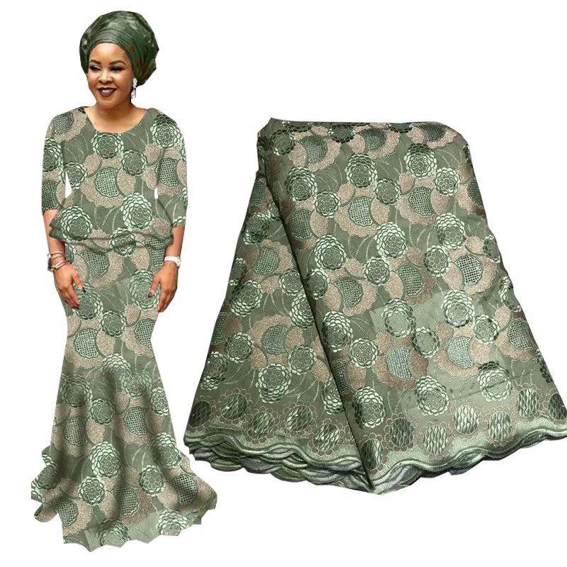 Высококачественная нигерийская кружевная ткань с бусинами для свадьбы 2019