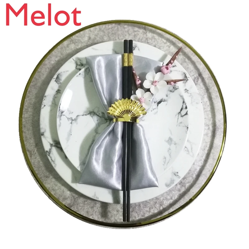 

[The Peach Blossom FA] New Chinese Model Room Tableware Peach Blossom Pink Modern Model Room Restaurant Decoration Swing Plate