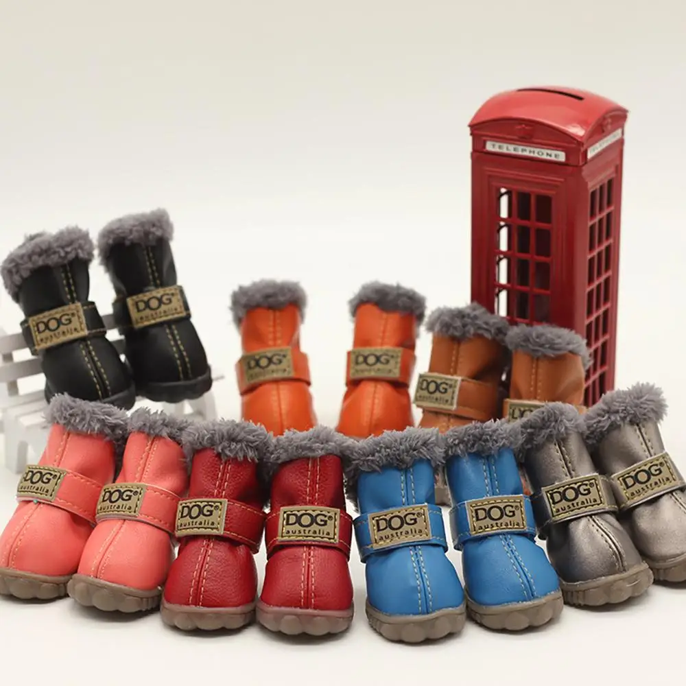 

4pcs/set Pet Dog Shoes Winter Super Warm Dogs Boots Cotton Anti Slip Shoes for Small Puppy Pet Product Chihuahua Waterproof
