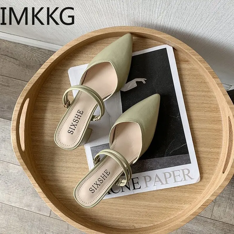 2020 New Summer Slippers Slip On Square heel Shoes High heels Women Pumps Slides Sandals womens soft slippers|Тапочки| |
