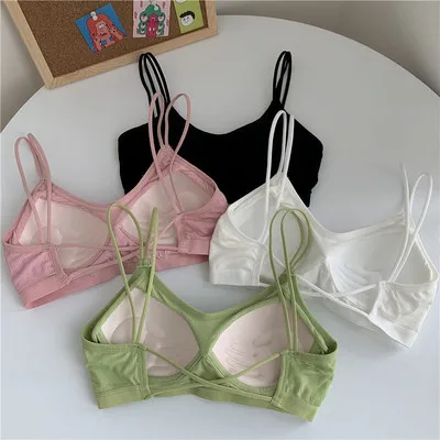 

Free Shipping New Fashion Gathered Bra Sling Beautiful Back Vest Girl Underwear Korean