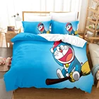 Комплект постельного белья Doraemon, одинарный, двойной, полноразмерный, Королевский, большой размер, аниме, Комплект постельного белья Doraemon Aldult, детская спальня, наборы чехлов для двоих, 3D Аниме 033
