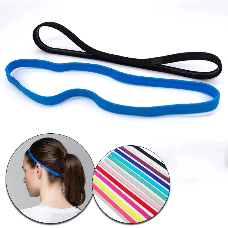 

Women Men Sports Headband Elastic Anti-slip Football Yoga Sweatbands Hairbands Candy Color Rubber Thin Sports Head Band Headwear