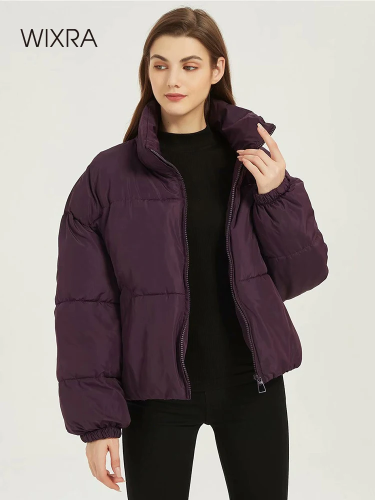 

Wixra 2021 Женская куртка новая трендовая однотонная парка Теплая Верхняя одежда короткое пальто на молнии Зимняя женская уличная повседневная...