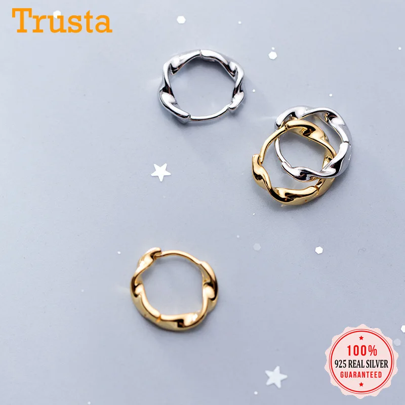 Trusta, маленькие серьги-кольца, 925 пробы, серебряные серьги-кольца, золотые, женские, модные, опт, ювелирные изделия, DS1556