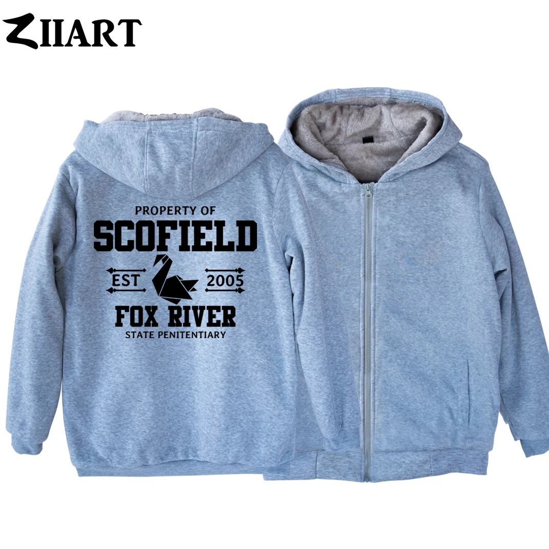 Man Boy Parkas Full Zip Coat Plus Velvet Autumn Winter Couple Clothes Prison Break Fox River Paper Crane Duck Swan Scofield