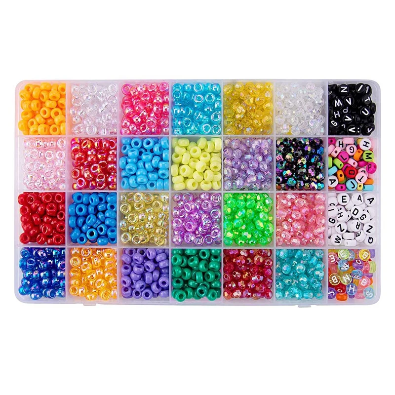 

1680 Pieces Pony Beads Bracelet Multicolor Letter Alphabet Beads with Strings Tweezers for Jewelry Making DIY Crafts