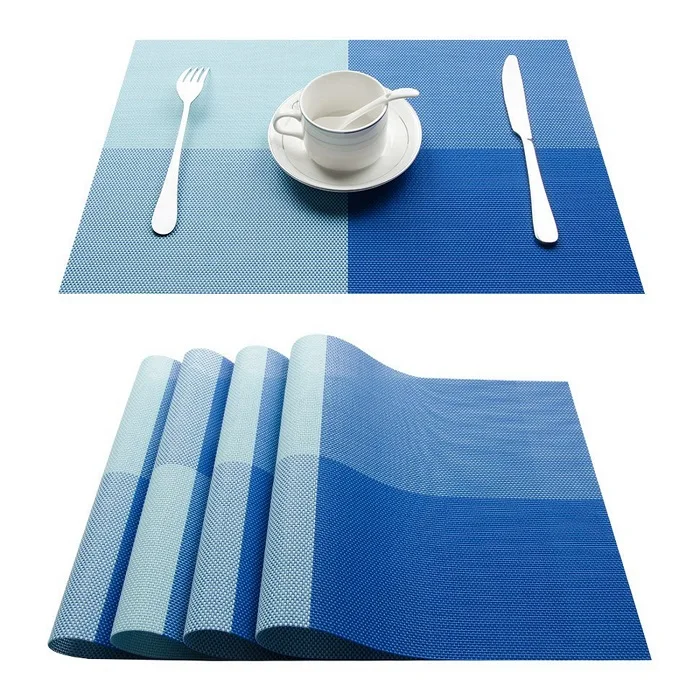

Set of 4 PVC Washable Placemats for Dining Table Mat Non-slip Placemat Set in Kitchen Accessories Cup Coaster Wine Pad