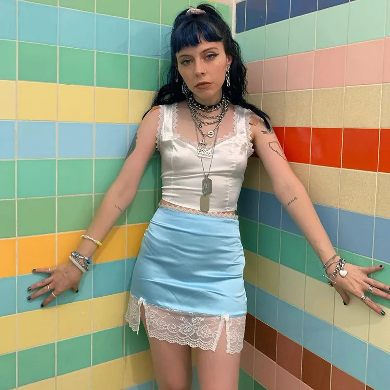 

Мини-юбка женская кружевная с завышенной талией, 2021