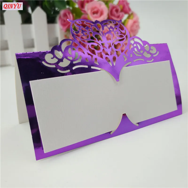 10/50/100pcs Pearlescent Heart Lace Name Place Cards Wedding Decoration Table Birthday Greeting Card Party Supplies 5zSH871 | Дом и сад