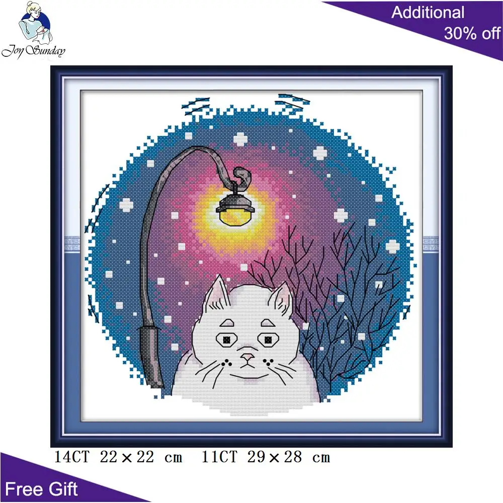 

Joy Sunday Blue White Cat Cross Stitch DA273 14CT 11CT Counted and Stamped Blue White Cat Joy Sunday Cross Stitch Kits Cat