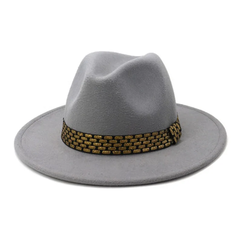 

women hats winter band belt print khaki camel black white fedora hat men women solid color wide brim casual formal felted hats