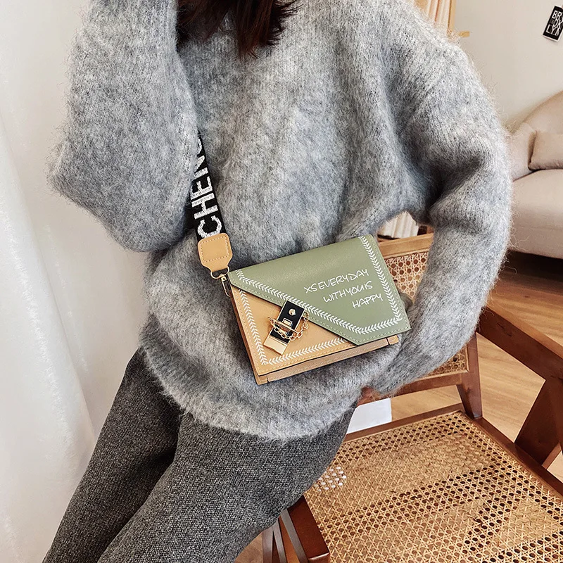 

Women Fashionable Shoulder Bags New Female Wide Strap Messenger Bag Ladies Handbag Casual Chain Crossbody Bag For Girls