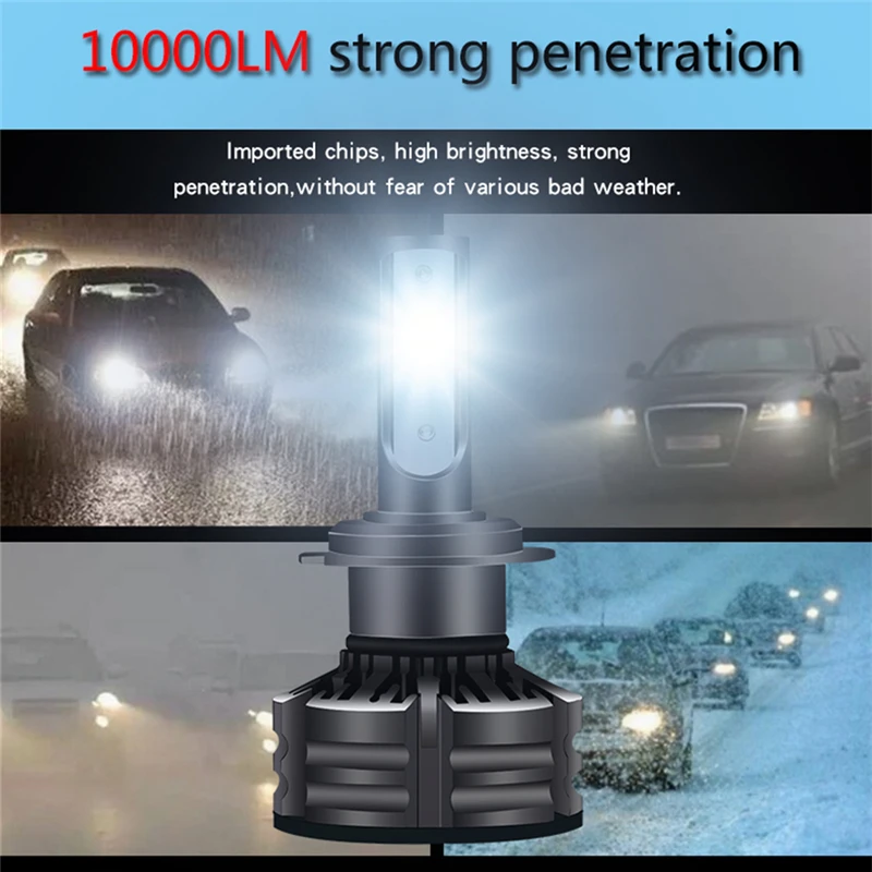 T6 светодиодные фары H11/H1/H4/H7 автомобильные фары 60 Вт 10000lm 3000 K/4300 K/6000 K 3 цвета лампы Автомобильные противотуманные фонари 9-18V