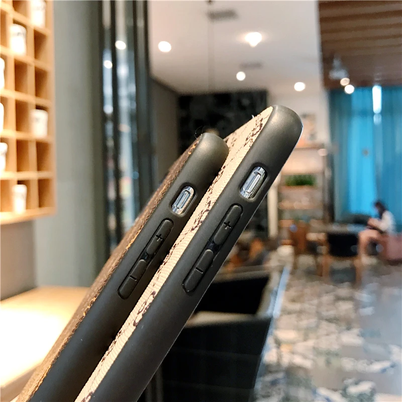 

Luxury Brand Square Flower Hard leather Soft border phone case for iphone X XR XS MAX 7 8 6 6s S plus 7plus 10 11 Pro back cover