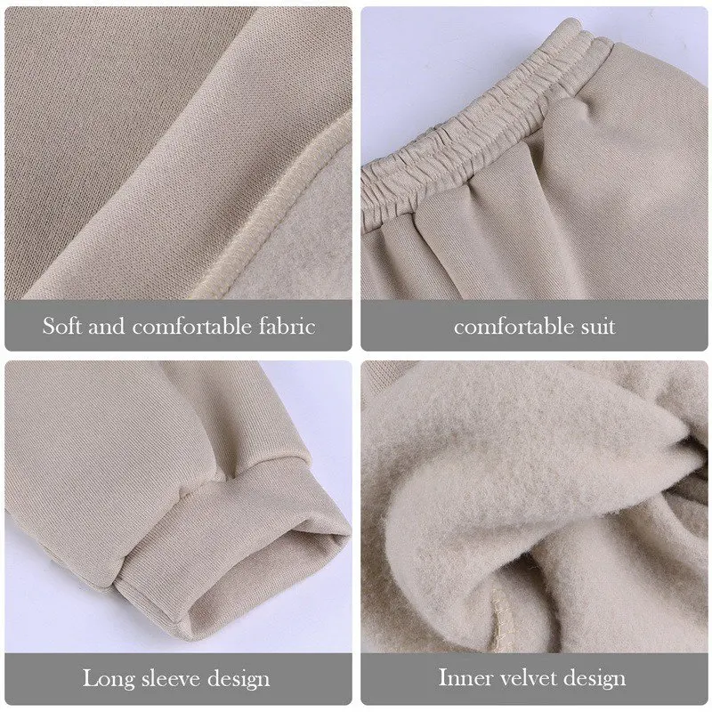 

Women Elegant Solid Sets For Women Warm Hoodie Sweatshirts And Long Pant Fashion Two Piece Sets Ladies Sports Suit 2021 Autumn