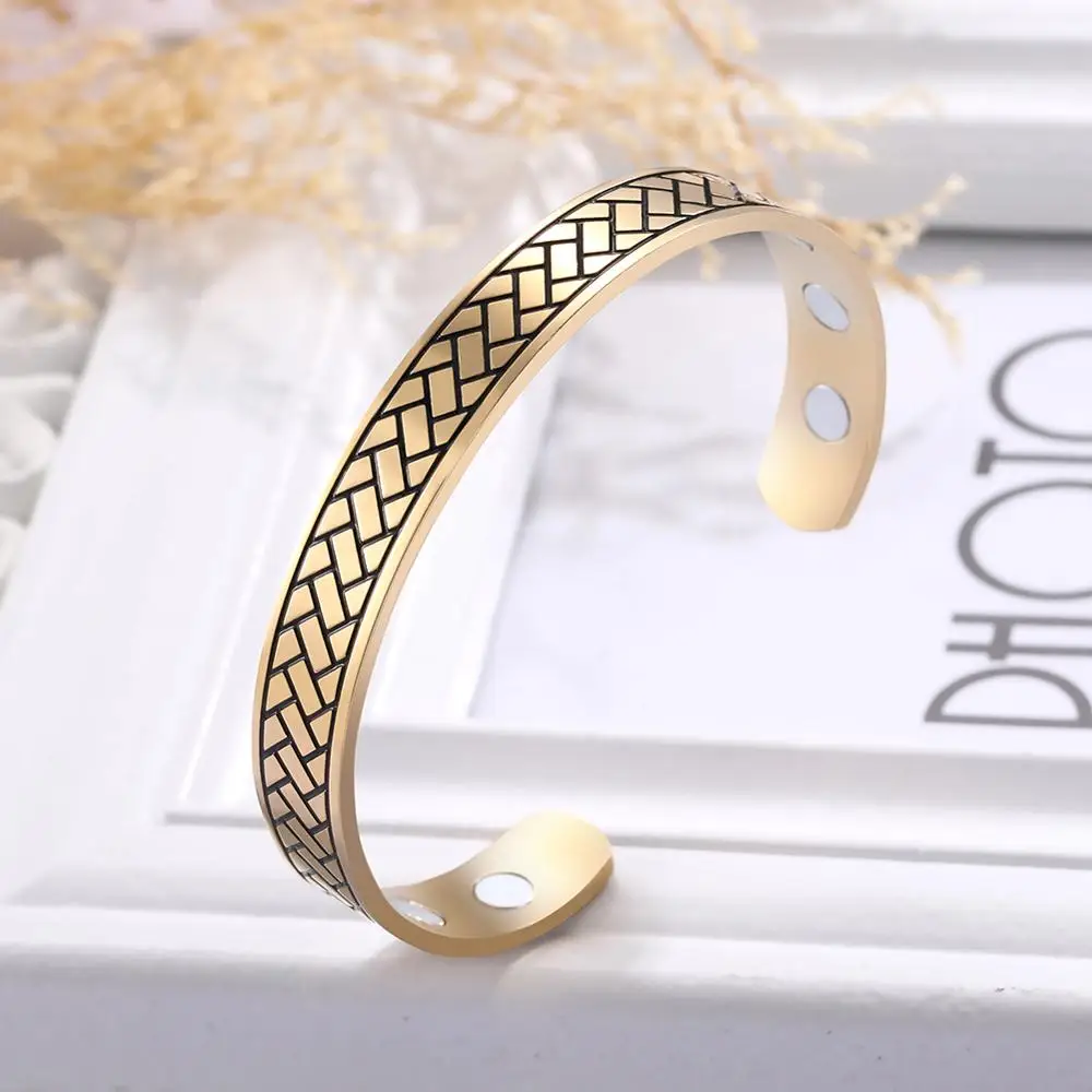 Myshape Magnetic Bangle Strip Lines 316L Stainless Steel Cuff Bracelet Women Bangles Health Elegant Jewelry Christmas Gift | Украшения и