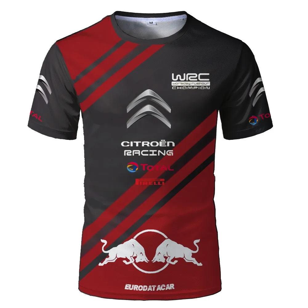 

Summer men's red rally 3D custom T-shirt logo short sleeve breathable outdoor sports essential racing suit factory direct sales