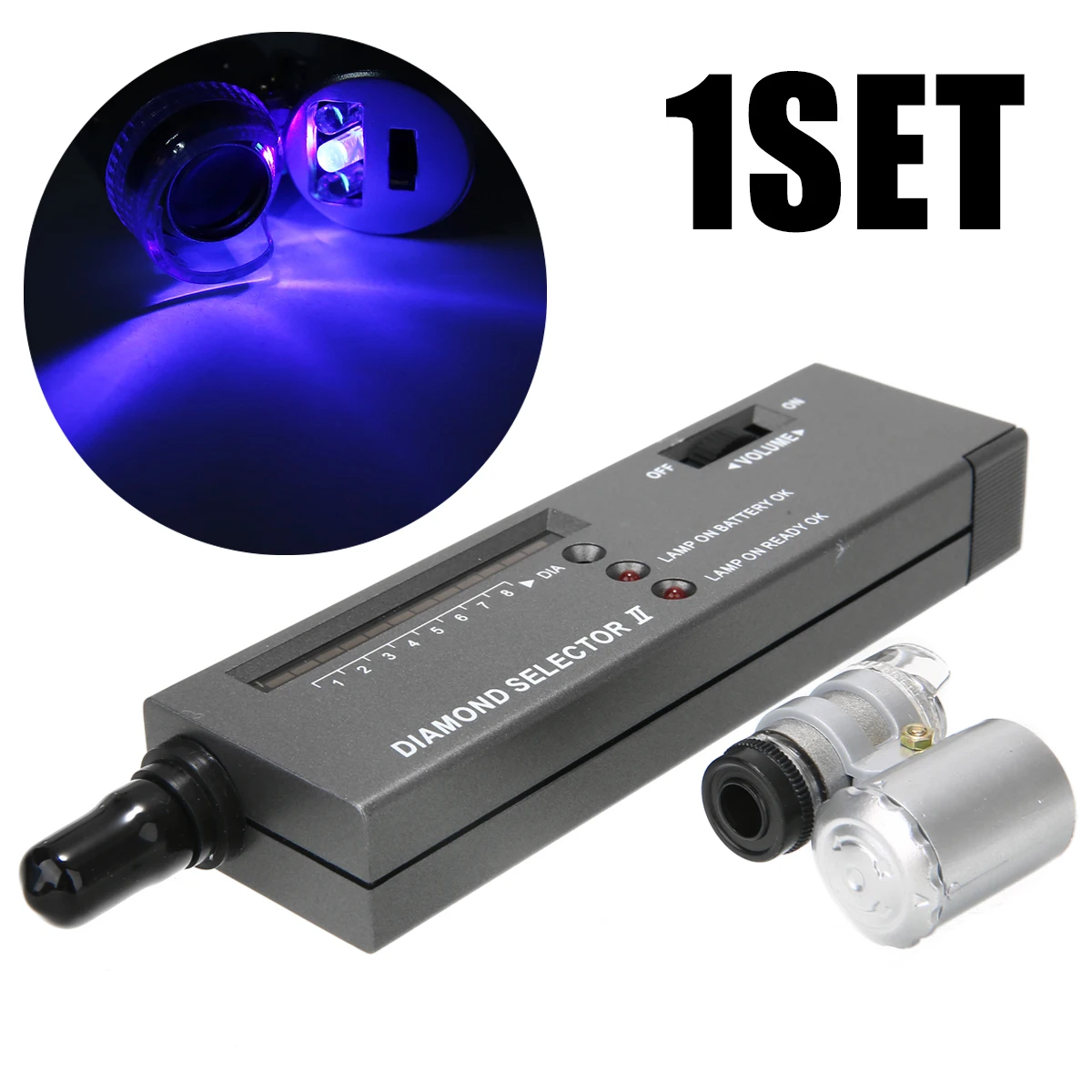 Светодиодный Алмазный Селектор ящик для инструментов черный ювелирный тестер