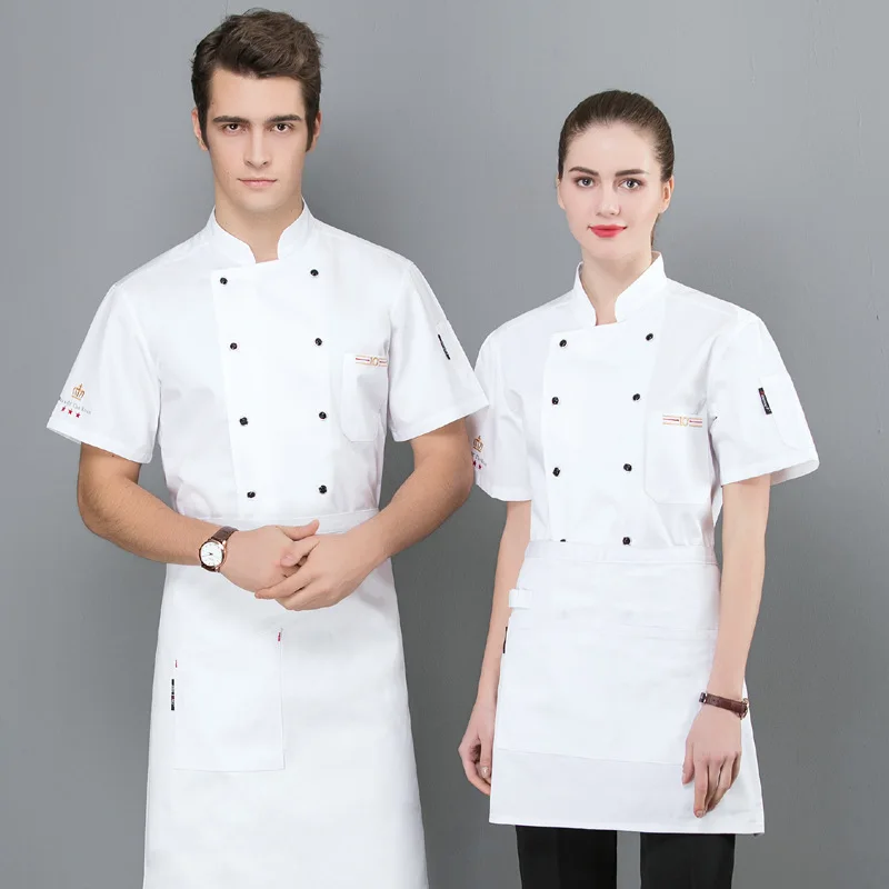 Летняя воздухопроницаемая поглощающая пот одежда шеф повара с коротким рукавом