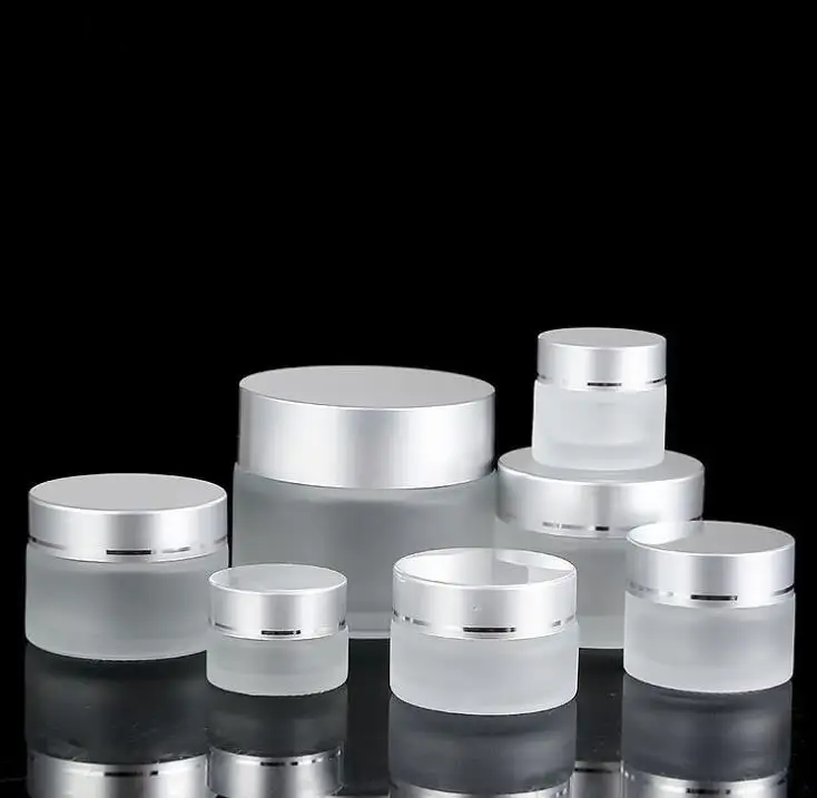 

5/10/15/20/30/50/100g Frosted Glass Refillable Ointment Bottle Empty Cosmetics Jar Pot Eye Shadow Face Cream Container SN1524