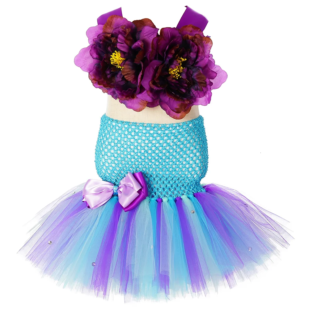 

Fishtail Flower Mermaid Princess Tutu Dress Set Under The Sea Photo Prop Toddler Baby Kids Mermaid Birthday Party Costume Outfit