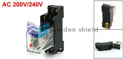 

HH52P DPDT 8Terminal General Purpose Relay w Socket BaseCoil AC 200V/240V