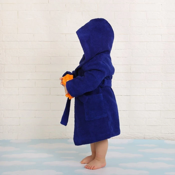 Bathrobe for children size 28 blue 340 g/m2 cotton 100% with AIRO Robes Sleepwear Robe s Clothing Mother Kids |