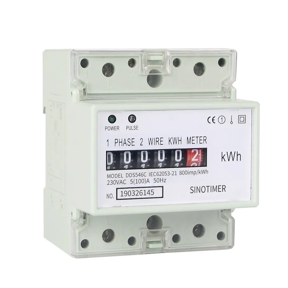 

SINOTIMER DDS546C 5 (100) A 230VAC 50 / 60Hz Single Phase Analog Power Meter Electric Power Meter Household Electric Din Rail