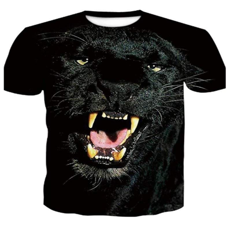 

Футболка мужская Harajuku, с леопардовым принтом, повседневная, черная, лето футболка с пантерой