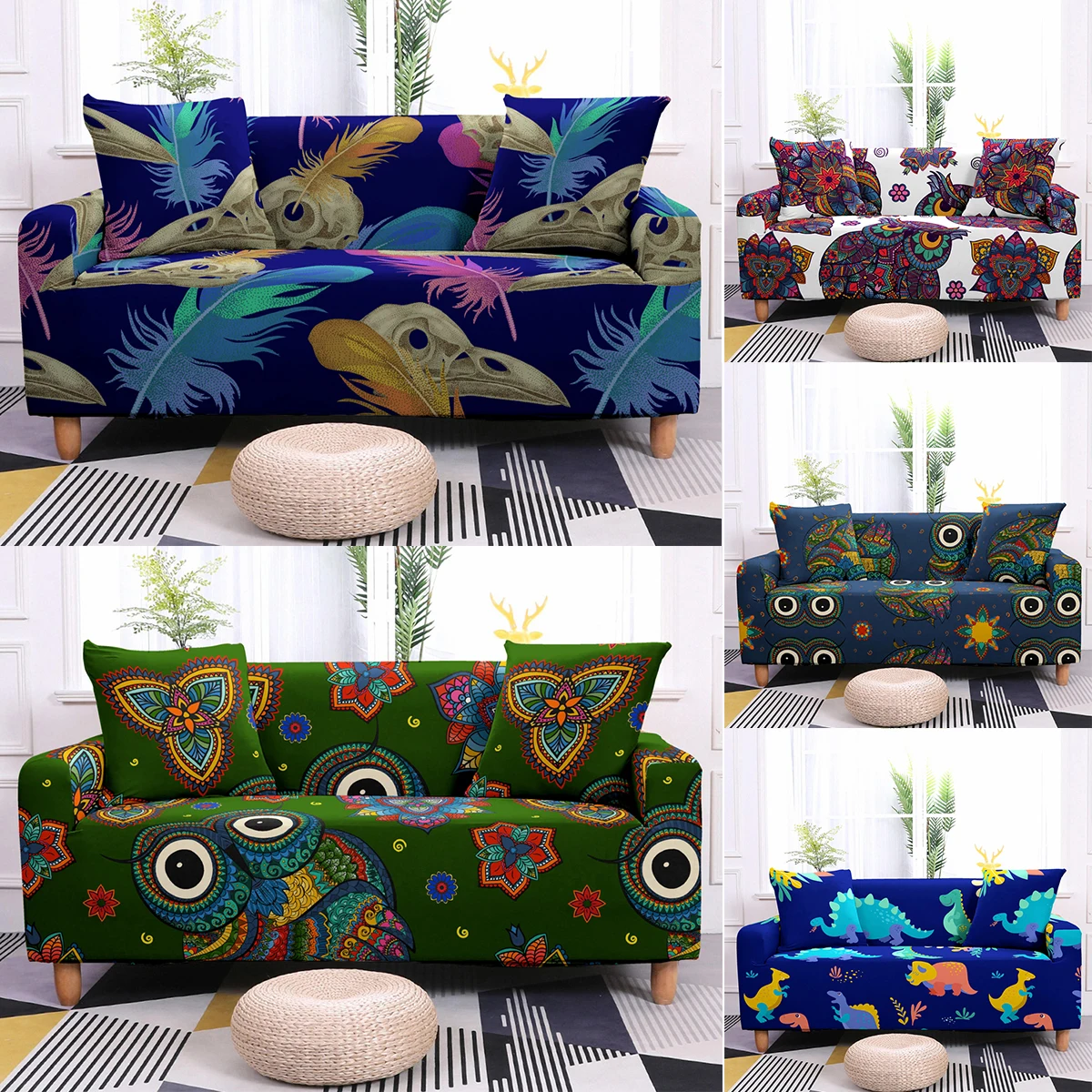 Чехлы для дивана с динозавром птерозавром эластичный чехол в гостиную