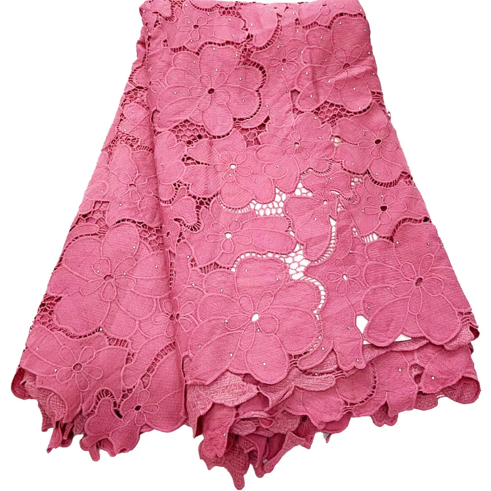 

New 2020 High Quality African Lace Fabrics With Big Flower Nigeria Guipure Cord Water Soluble Lace For Wedding Dress C769