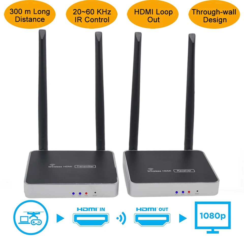 5 ГГц HDMI беспроводной передатчик двойной wifi антенна беспроводной HDMI Трансмиссия удлинитель 300 м HD беспроводной HDMI видео отправитель приемник
