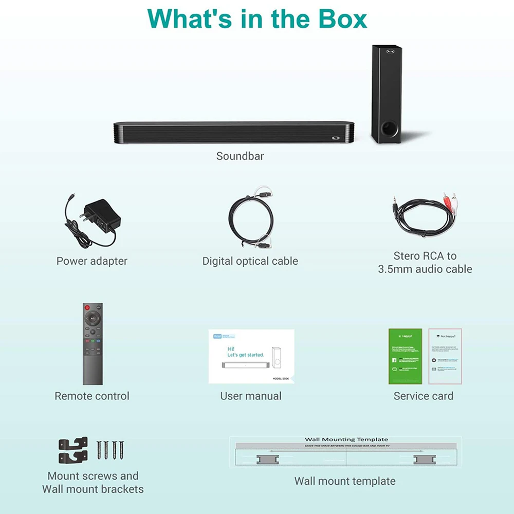 

120W Home TV Theater Soundbar Bluetooth 5.0 Speakers Wireless Sound Bar 3D Stereo Column Surround Subwoofers with Remote Control