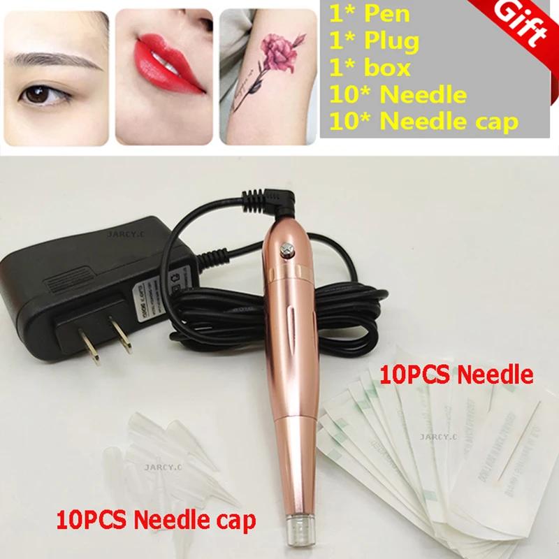 

Dermografo Beauty Tattoo Machine Semi-permanent Embroidery Tattoo Gun Eyebrow Lip Contour Pen with Microblading PMU Needle Kit